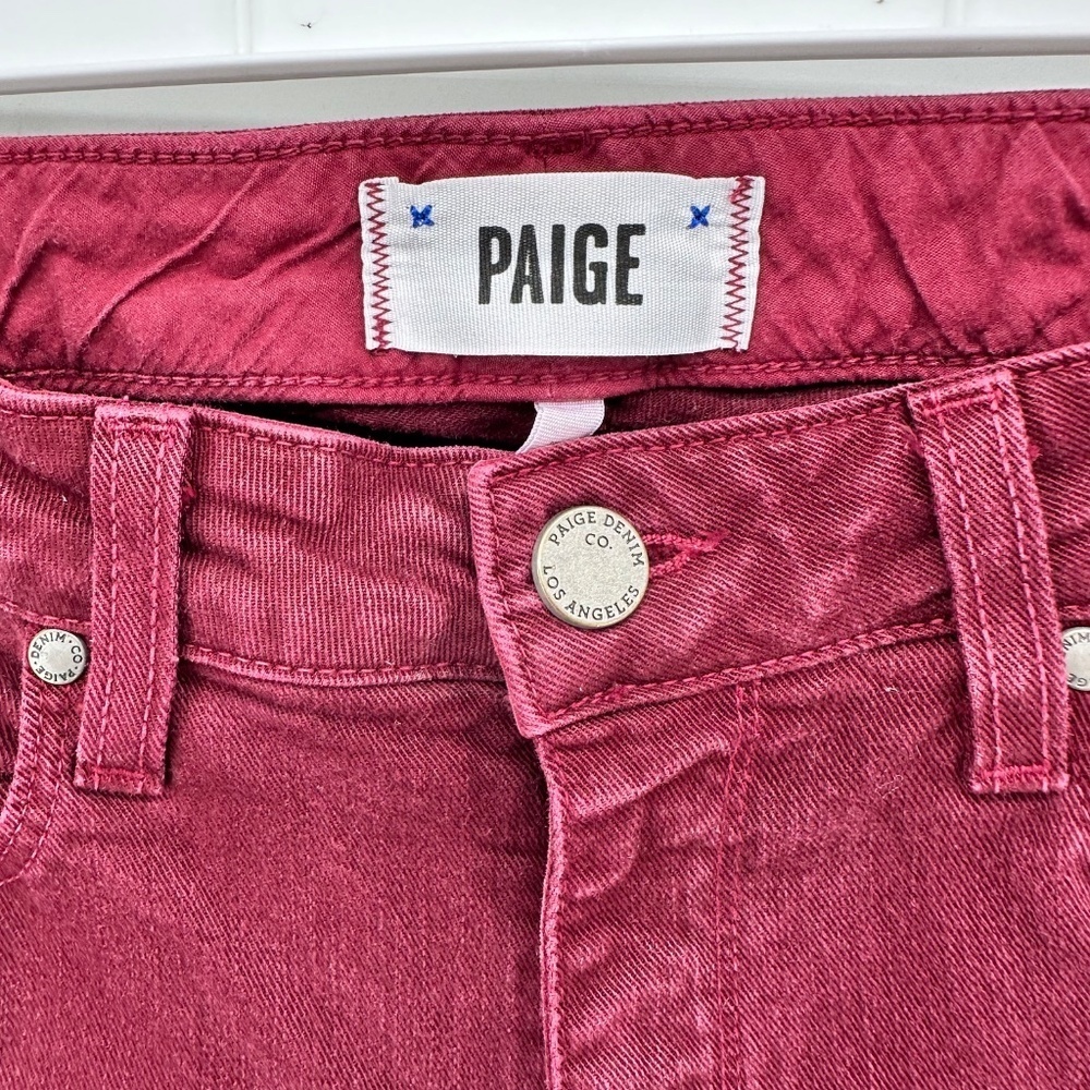 PAIGE Dark Burgundy CIGARETTE SKINNY JEANS Denim Preppy WOMENS 27 - Picture 3 of 7